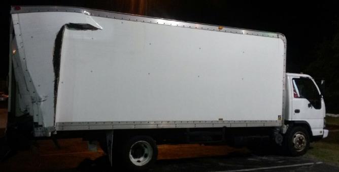 damage to rear of box truck