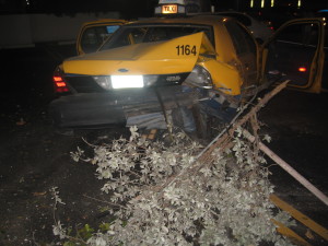 Taxicab with rear damage