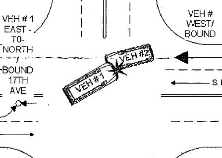 crash diagram; left-hand turn accident