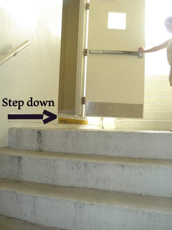 Mistep because no warning sign on an exit door at a North Miami Beach condominium.