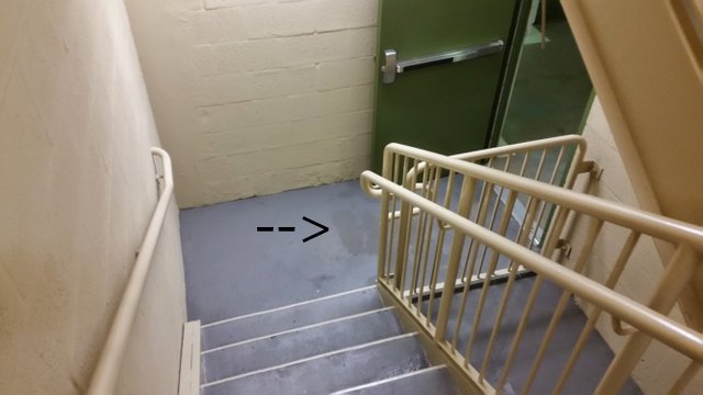 Water on the entrance to the stairwell at a Miami, Florida condominium.