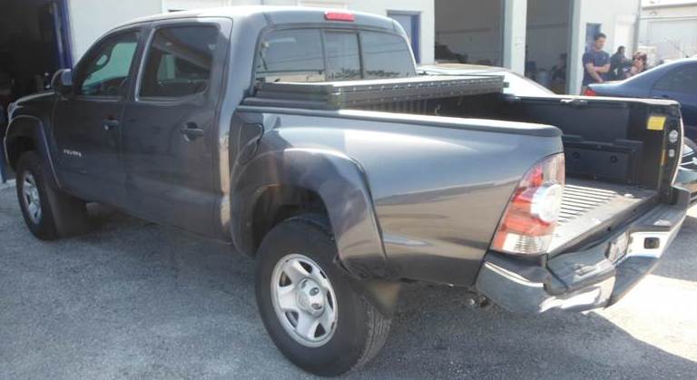 Damage to his pickup truck after the crash.