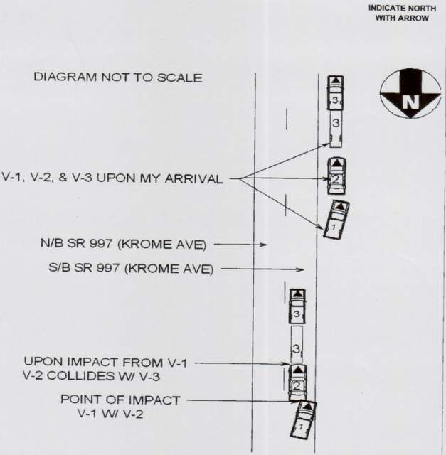 rear end crash report diagram for Miami accident