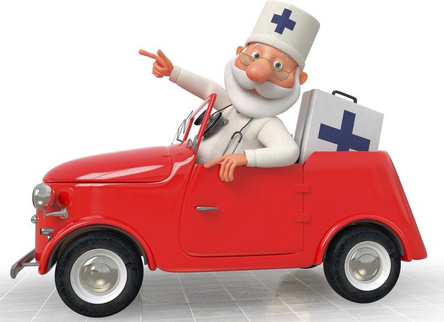 doctor in a car.