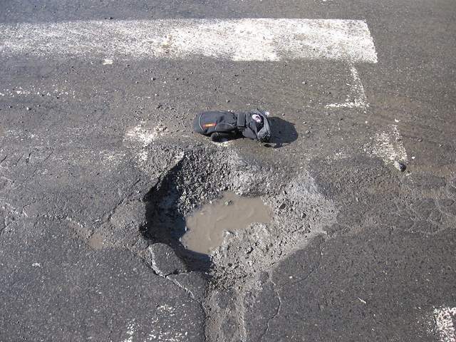 Pothole in parking lot