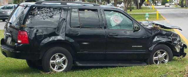 SUV damage after the rollover crash