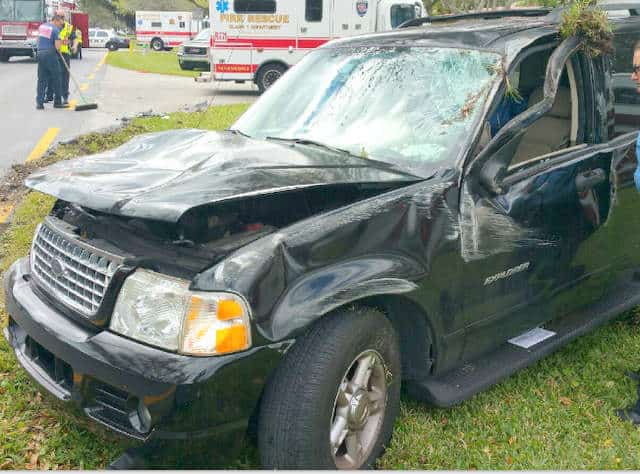 SUV damage after rollover crash