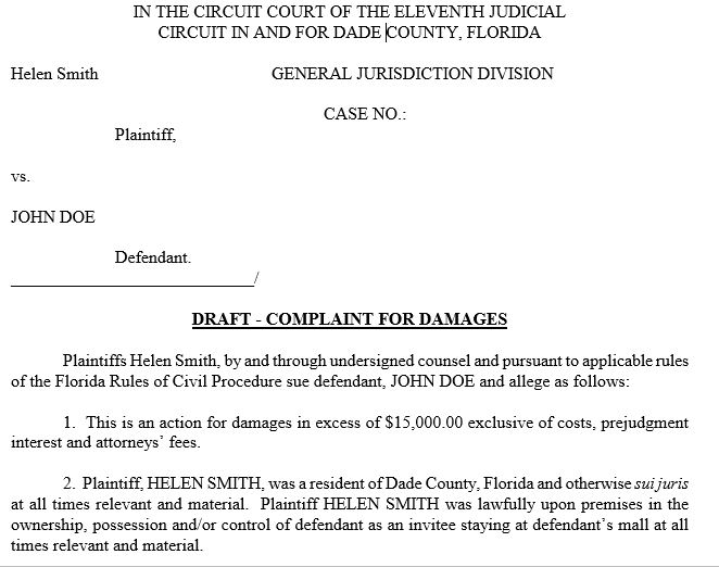 draft lawsuit complaint for website