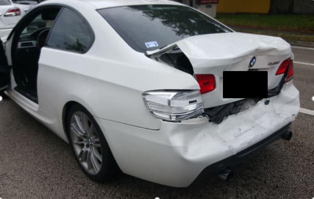 Damage to car from rear end crash
