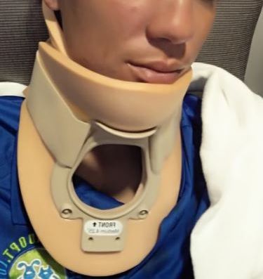 Cervical collar neck brace after car accident