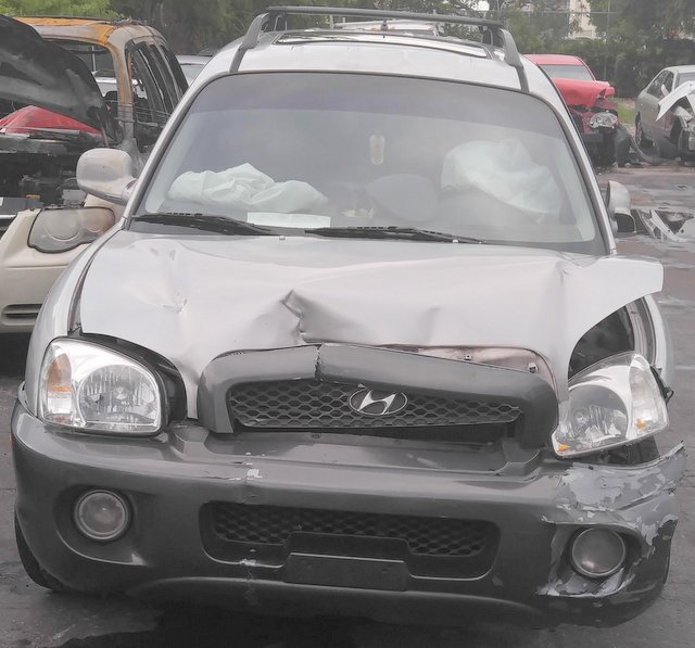 Damage to front of car after accident