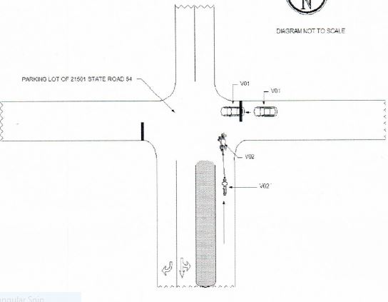 crash diagram of car that hit motorcycle rider 