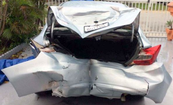 damage to rear end of car after a crash