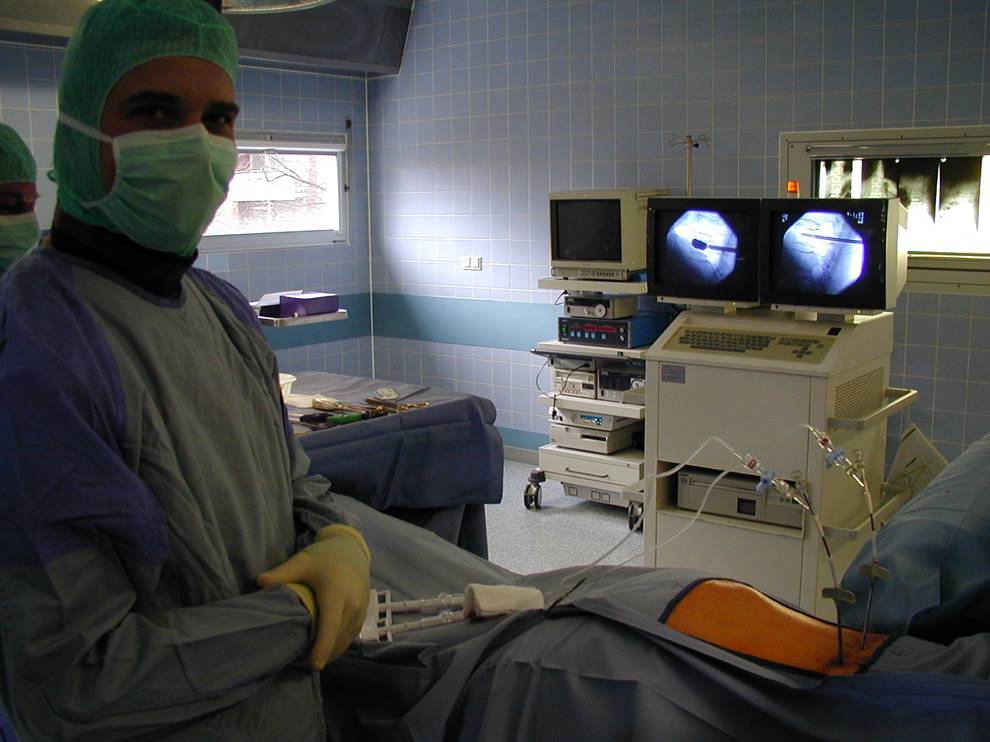 Typical interventional suite setup for kyphoplasty