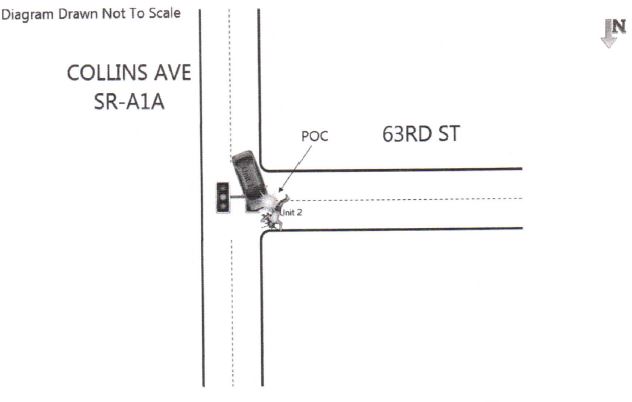 crash diagram - car hit pedestrian - Collins Ave A1A and 63rd St
