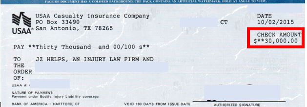 $30K Settlement check from USAA Casualty Insurance Company