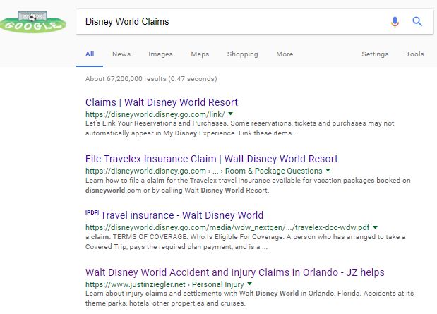 Disney Claims - google search result