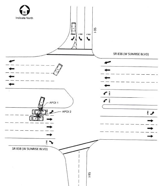 T-bone car accident diagram - Fort Lauderdale