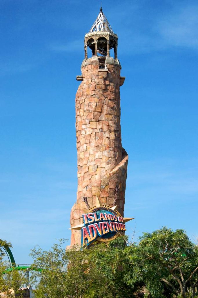 The Pharos Lighthouse marks the entrance to Islands of Adventure 