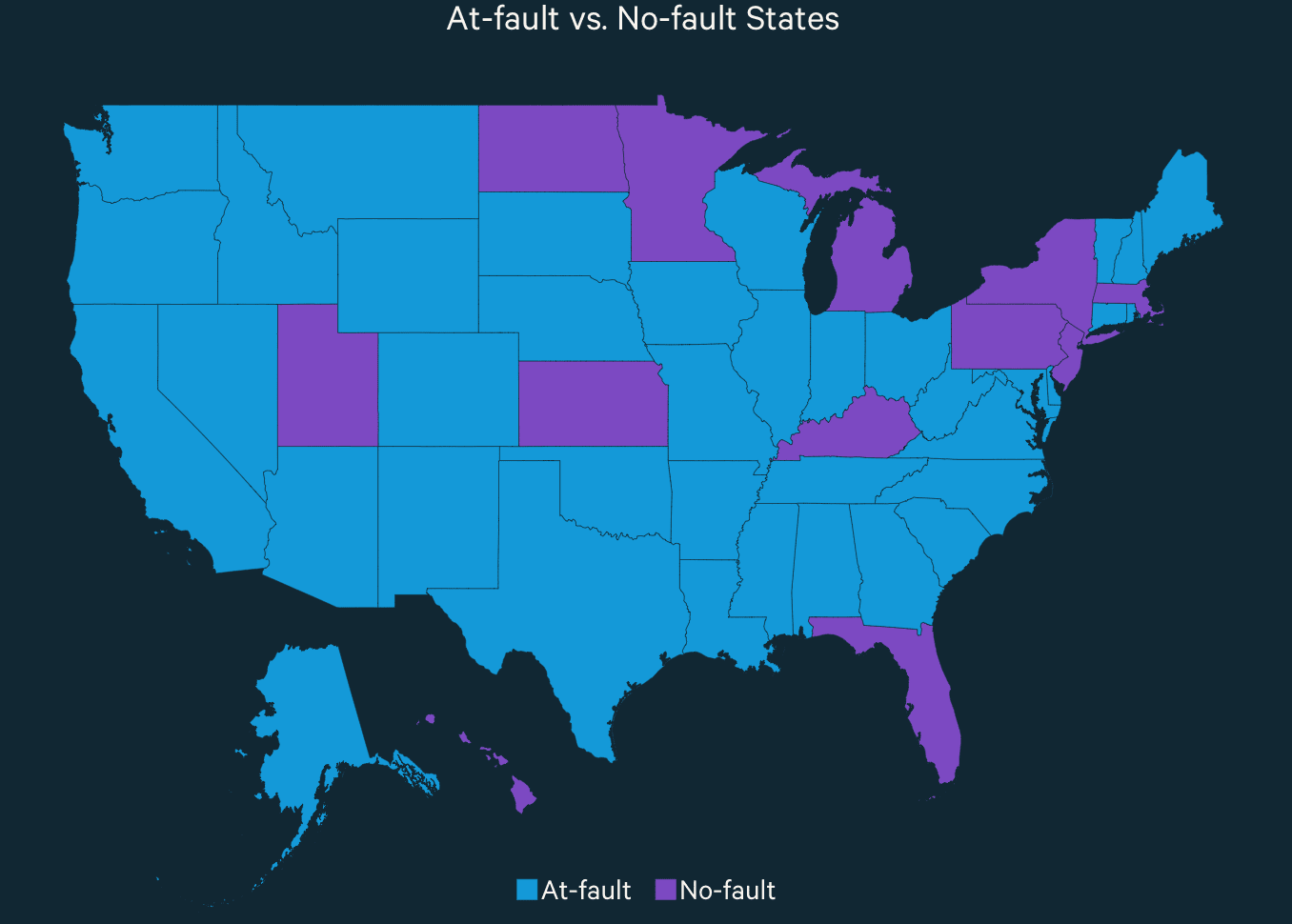 Map of At fault vs No-Fault states