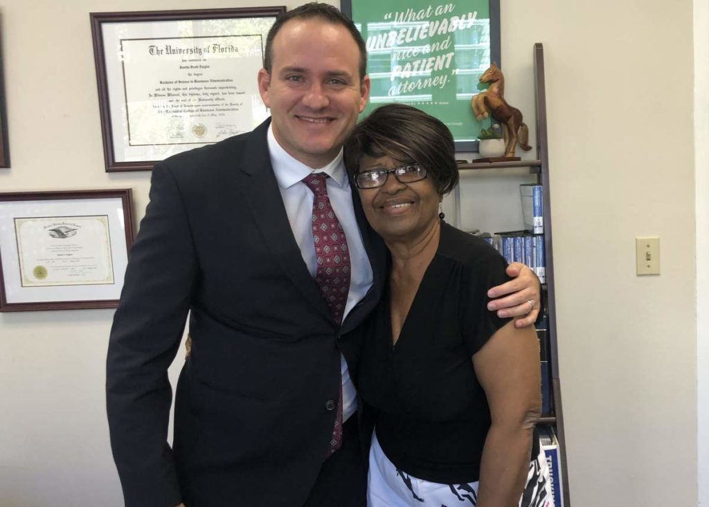 Attorney Justin 'JZ' Ziegler and happy client (pedestrian who was hit by a car)