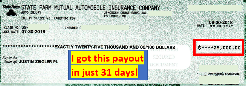 Got this $25K injury settlement check in just 31 days!
