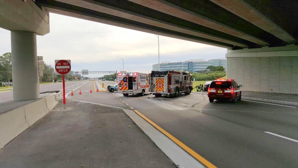 fire rescue truck and ambulance at the scene after a car accident