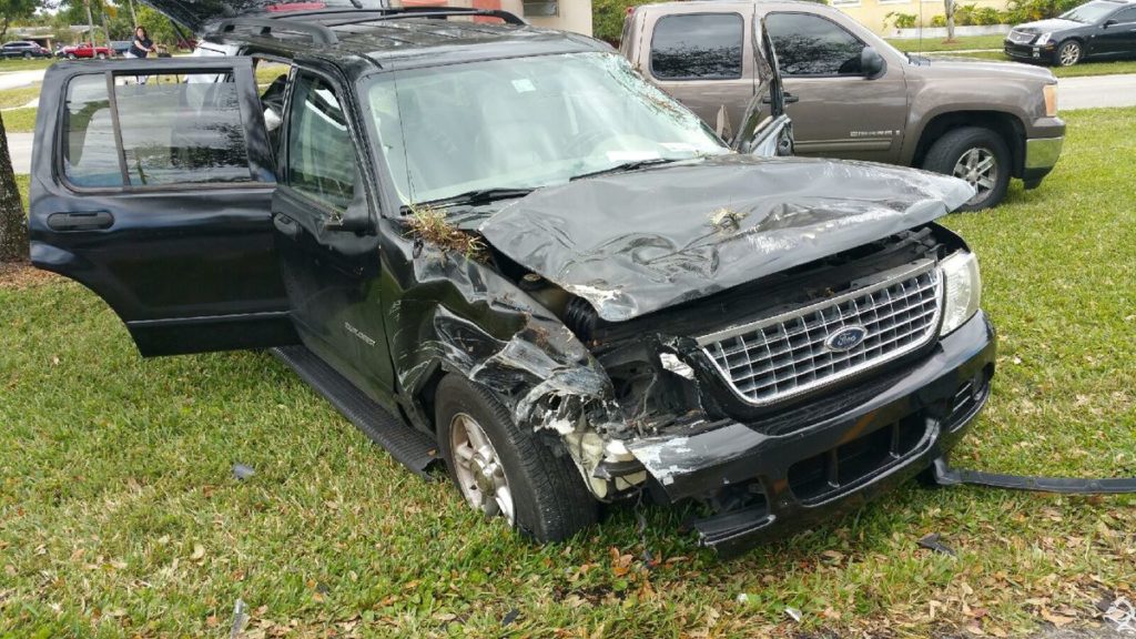 SUV damage after rollover crash