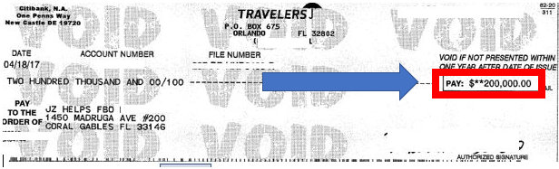 $200K settlement check