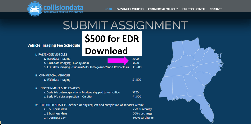 $500 for EDR on cars and other vehicle ownload 