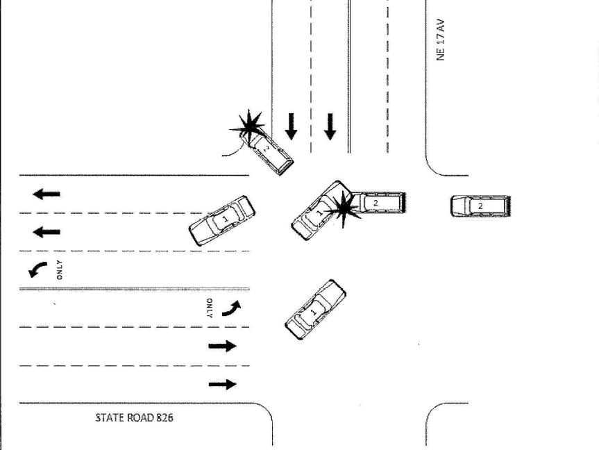 car accident diagram for t-bone intersection accident
