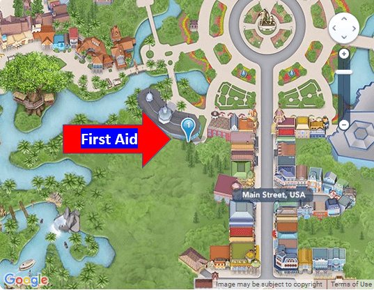 map of first aid at Magic Kingdom