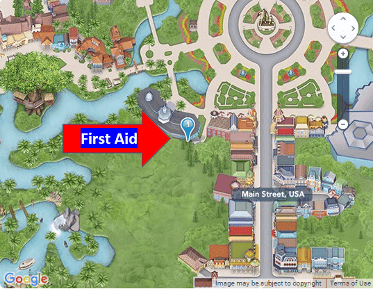 map of first aid at Magic Kingdom