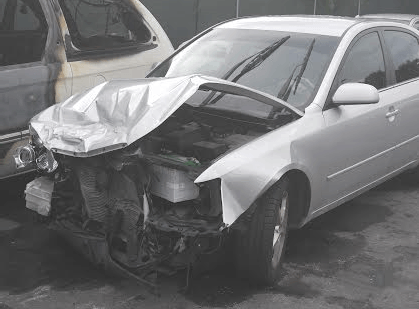 damage to front of car after a crash