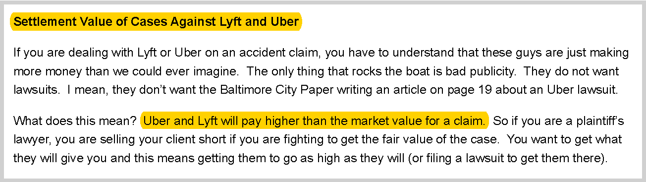 One attorney says that Uber will pay higher than the market value for a claim