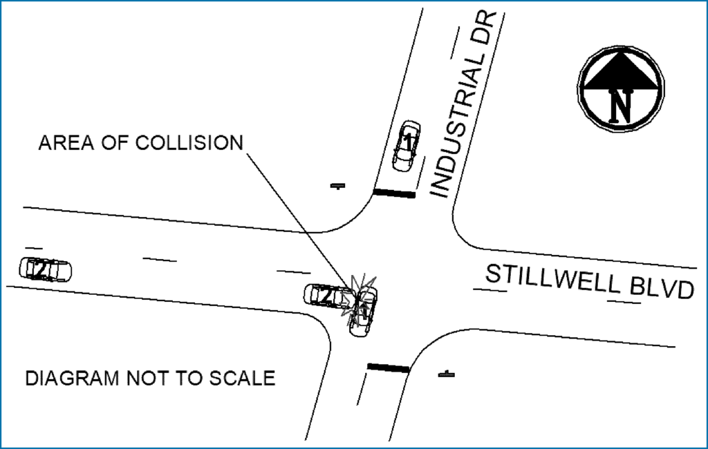 diagram of T-bone intersection accident  from crash report