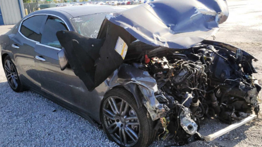 damage to the facing the passenger and front side of the car